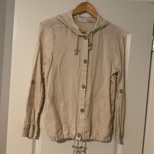 Hooded Linen button front top